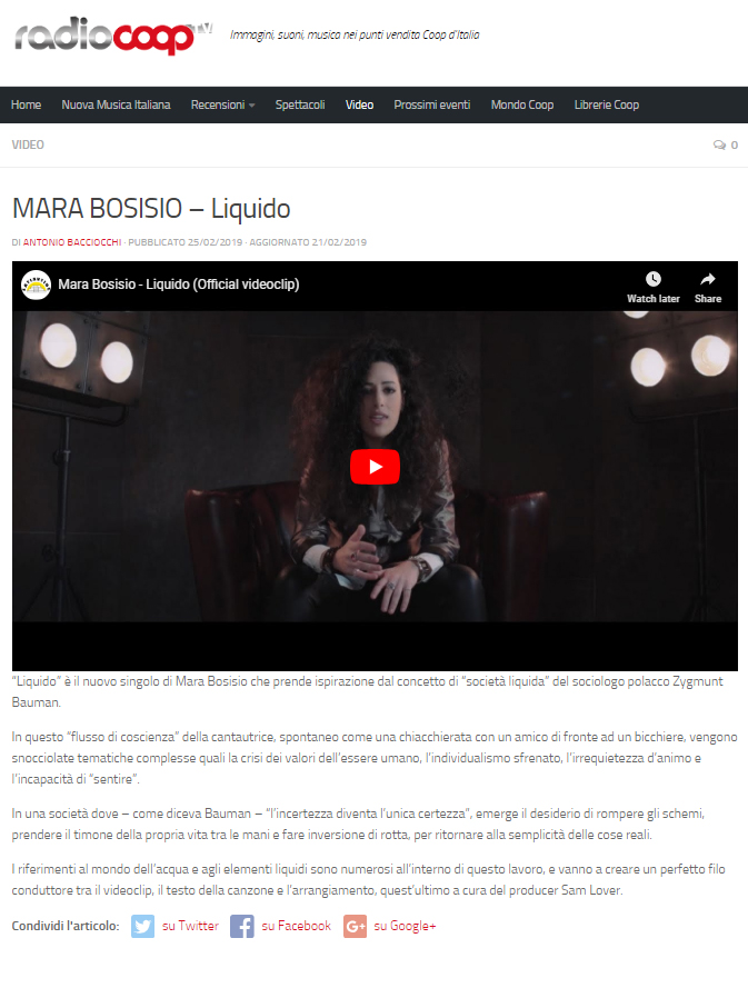 Mara Bosisio su RadioCoop del 25 febbraio 2019